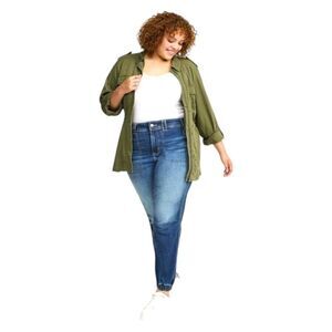 TORRID 3X four leaf clover green Twill Utility Jacket Roomy Pockets